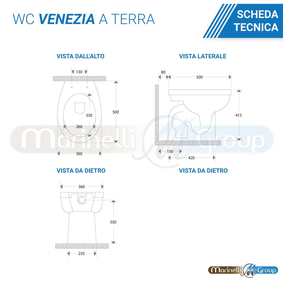Bidet e Vaso WC in ceramica scarico a pavimento con sedile coprivaso Venezia