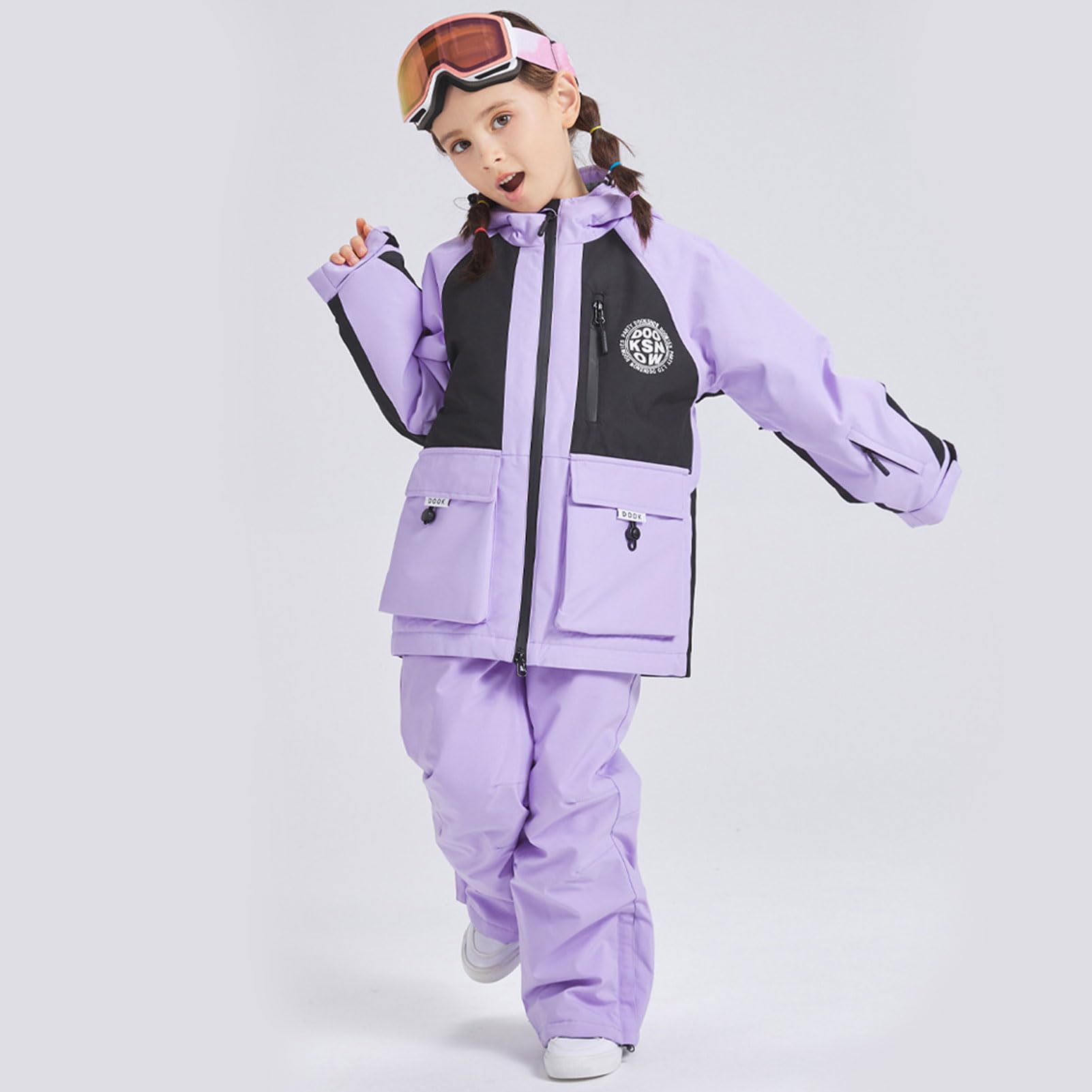 Kinder Mädchen Schneeanzug Jungen Skianzug 2tlg Bekleidungssets Unisex Skijacke&Schneehose Winddichte Wasserdicht Ski Anzug