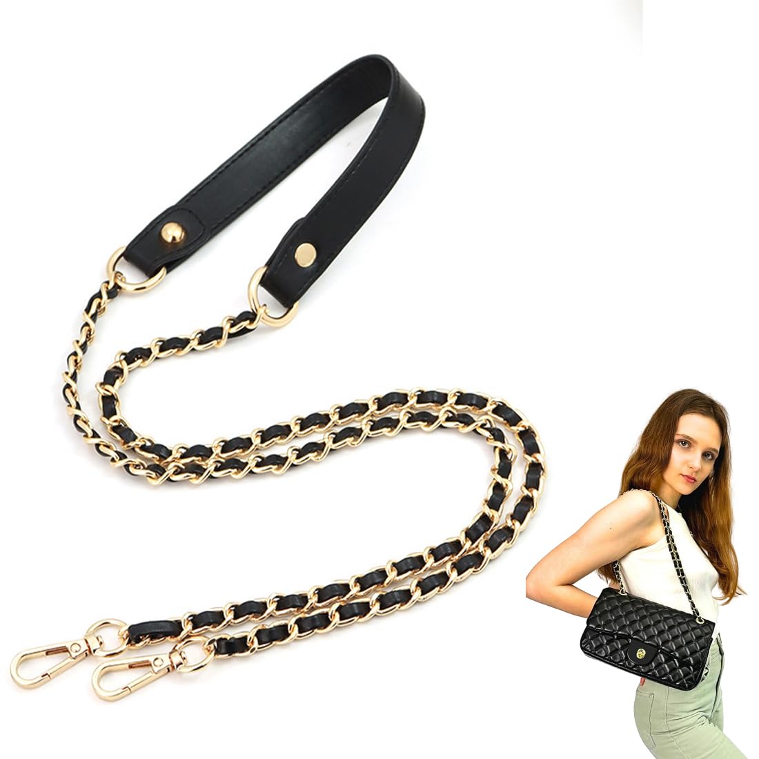 Catena Per Borsa 120 Cm - Tracolla In Metallo E Pelle Per Borsette E Borse A Tracolla - Foto 3