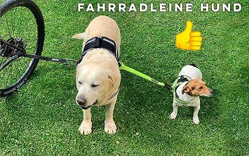 BIKE AND DOG - Fahrrad-Hundeleine, werkzeuglose Befestigung, spezielles Geschirr als Option, inklusive 2 Fahrradbändern. Patentiert. (Schwarz)