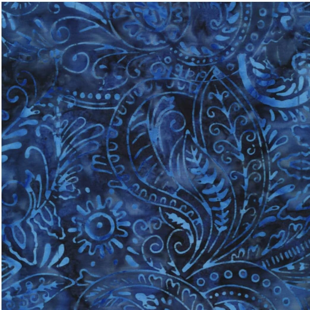 Paintbrush Studios Batik Paisley Navy Cotton Fabric by The Yard