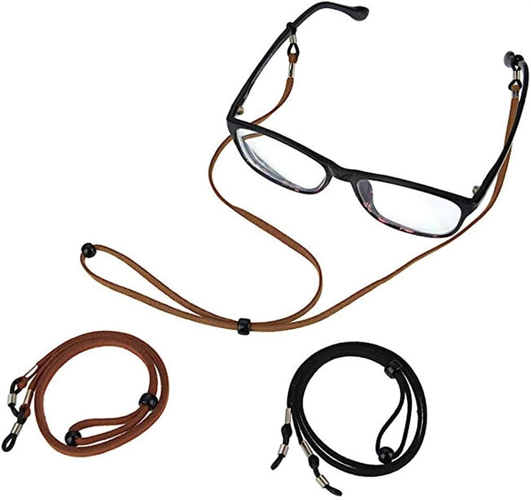 REVAHI Porte-chaîne de Lunettes en Cuir PU Anti-dérapant réglable Sangle de Lunettes/Cordon de Lunettes de Soleil/Cou St/Lunette de retenue de Lunettes pour Femmes et Hommes