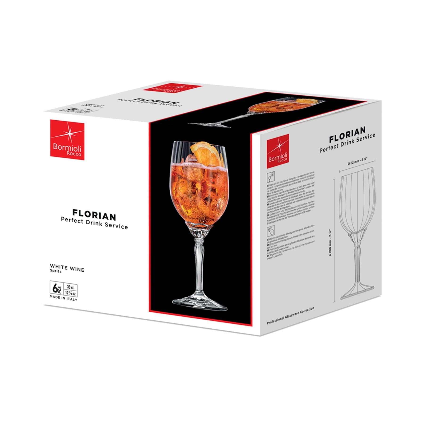 Rocco Bormioli Bormioli Rocco Florian Lot de 6 Verres à vin en Verre Transparent 38 cl