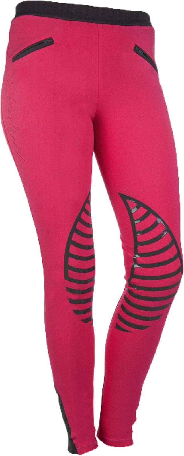 HKM 9228 Starlight, Leggings da Equitazione in Silicone, per Ragazze, Grigio Scuro/Sabbia, 36