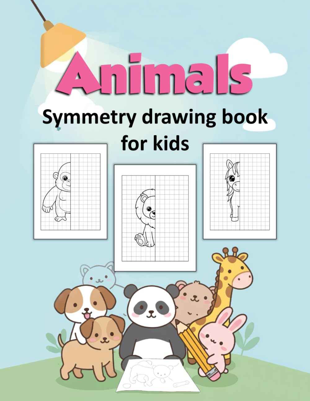 Animals Symmetry Drawing Book For Kids: Complete Finish The Picture Drawing Book, Mirror Grid Drawing Activities Book For Kids Teens, Cute Animal ... Draw All The Animals For Kids The Other Half