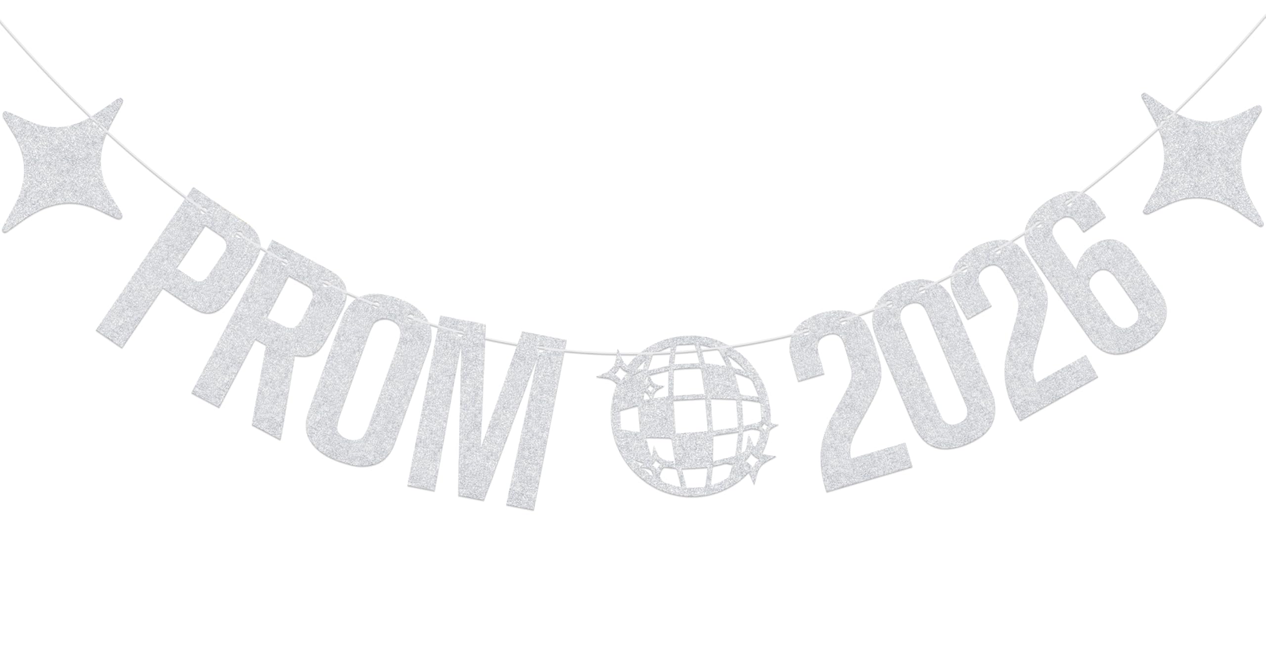 Aumccxz Prom 2026 Banner Congrats Grad Prom Party Decorations Class of 2026 Graduation Dance Party Decorations Silver