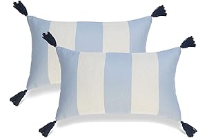 Light Blue Outdoor Striped Pillow Covers