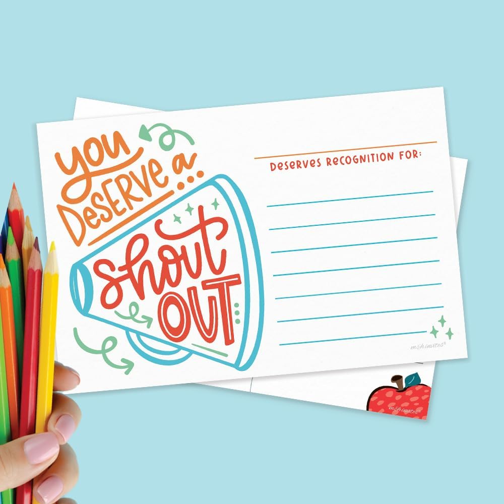 Positive Shout Out Cards For Teachers, Students, Employees, Office Staff - Kudos Appreciation and Recognition Reward Cards For School or Work Bulletin Board (50 Count) - Image 7