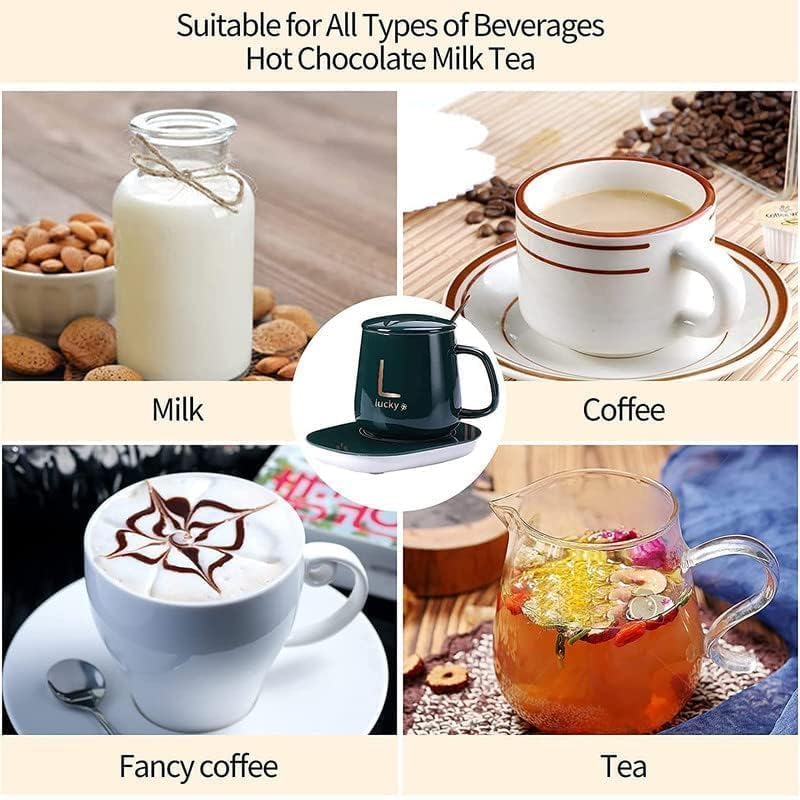 Image of PIYUCOLONY Coffee Mug Warmer for Desk with Auto Shut Off, Electric Cup Warmer for Coffee, Tea & Milk, Smart Beverage Warmer with Spoon, Portable Drink Heater for Home & Office (Pack of 1)