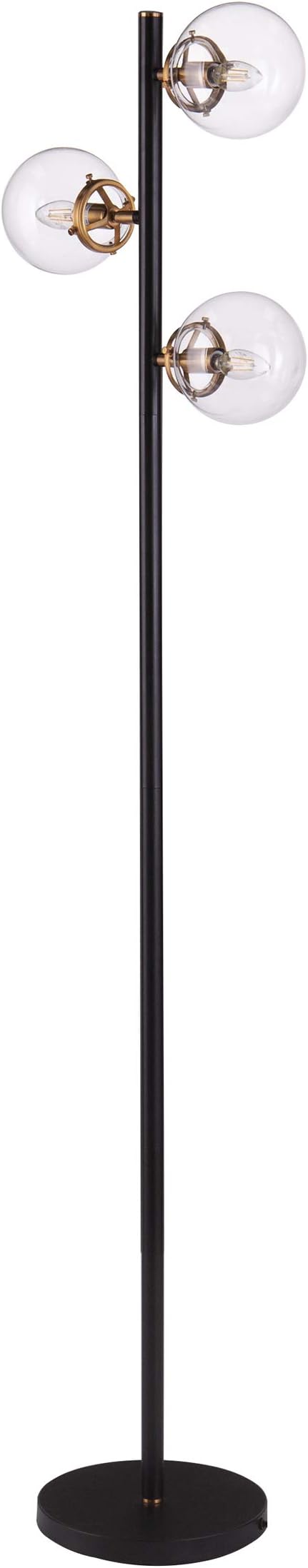 SEI Furniture Holly & Martin Boltonly Contemorary 3 Globe Floor Lamp, Black/Gold/Clear Glass