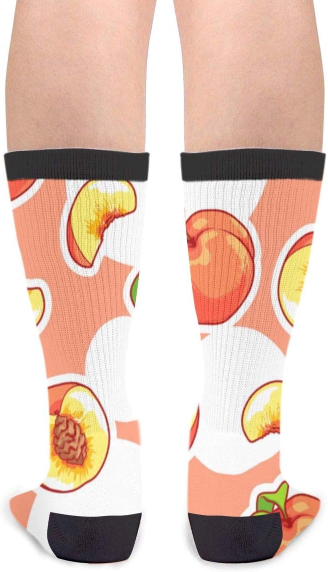 Seamless Peach Unisex Adult Fun Cool 3D Print Colorful Athletic Sport Novelty Crew Tube Socks - Image 2