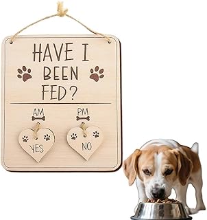 Pet Feeding Reminder Sign Meal Feed Indication Tracker Have I Been Fed Dog Cat Sign AM PM Feed Chart Sign with Reversible Yes or No Wooden Feeding Schedule for Dogs Cats Hanging Signs Pet Accessories