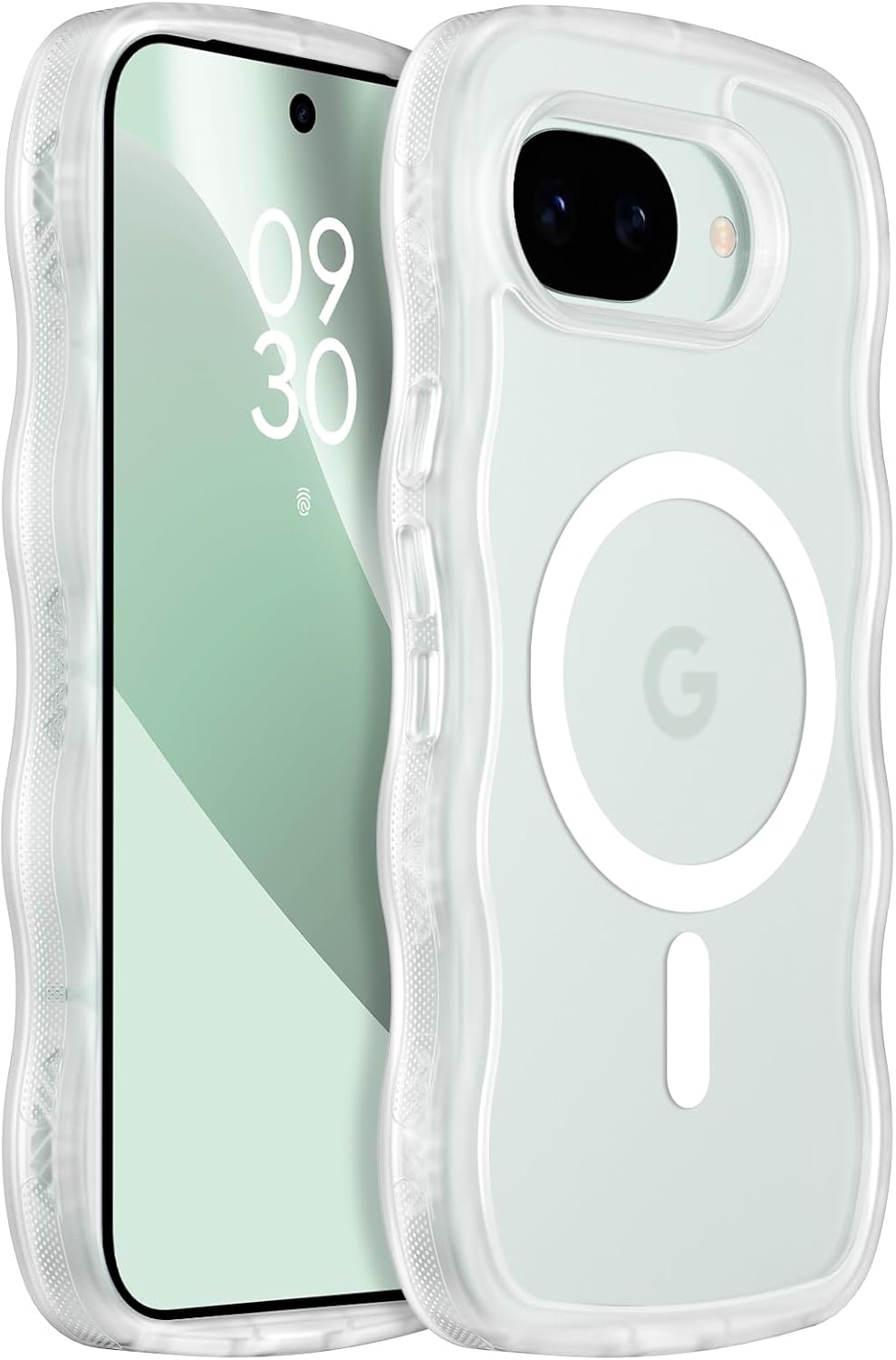 BENTOBEN for Google Pixel 10a Case [Compatible with MagSafe] Cute Curly Wavy Anti-Slip Bumper Magnetic Matte Slim Thin Soft Women Girls Boys Protective Phone Cover for Pixel 10a 6.3", White