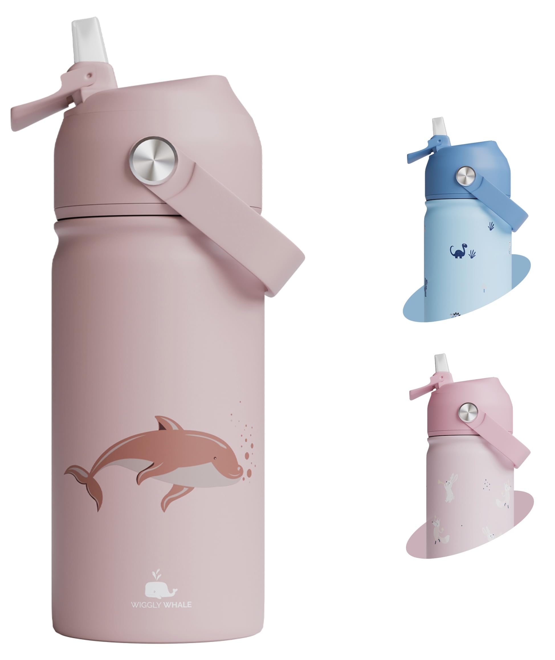 Stainless Steel Kids Water Bottle With Straw- 380ML, BPA-Free, Leakproof, Insulated, Double Wall, for School & Toddler Use, Used With or Without Straw, Hot & Cold Liquids.