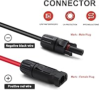 Vista 5 de Cable de extensión solar de doble cable de 20 pies – Conector de panel solar de 10 AWG (6 mm²), con 4 pares, conectores solares IP67 macho/hembra