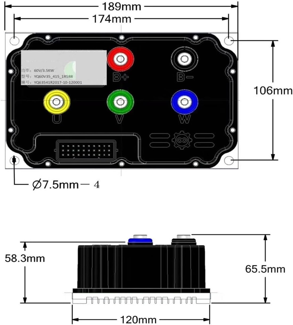 Motor Controller 2000W-3000W 48V-72V DC 90A ND72300 Programmable FOC Electric Motorcycle Controller with BT