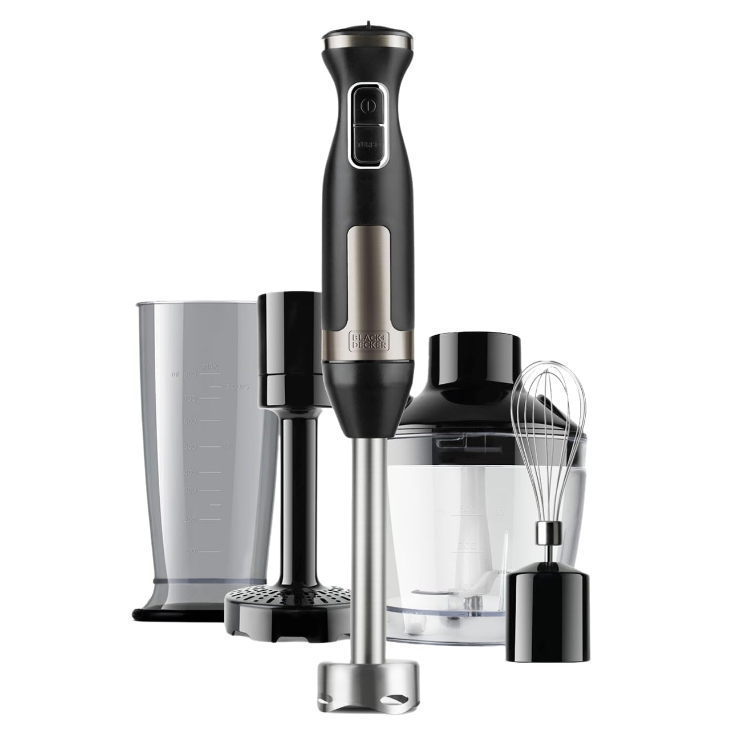 Black+Decker BXHBA1500E Batidora de mano, 1500 W, 3 Accesorios,Acero Inoxidable, Inox