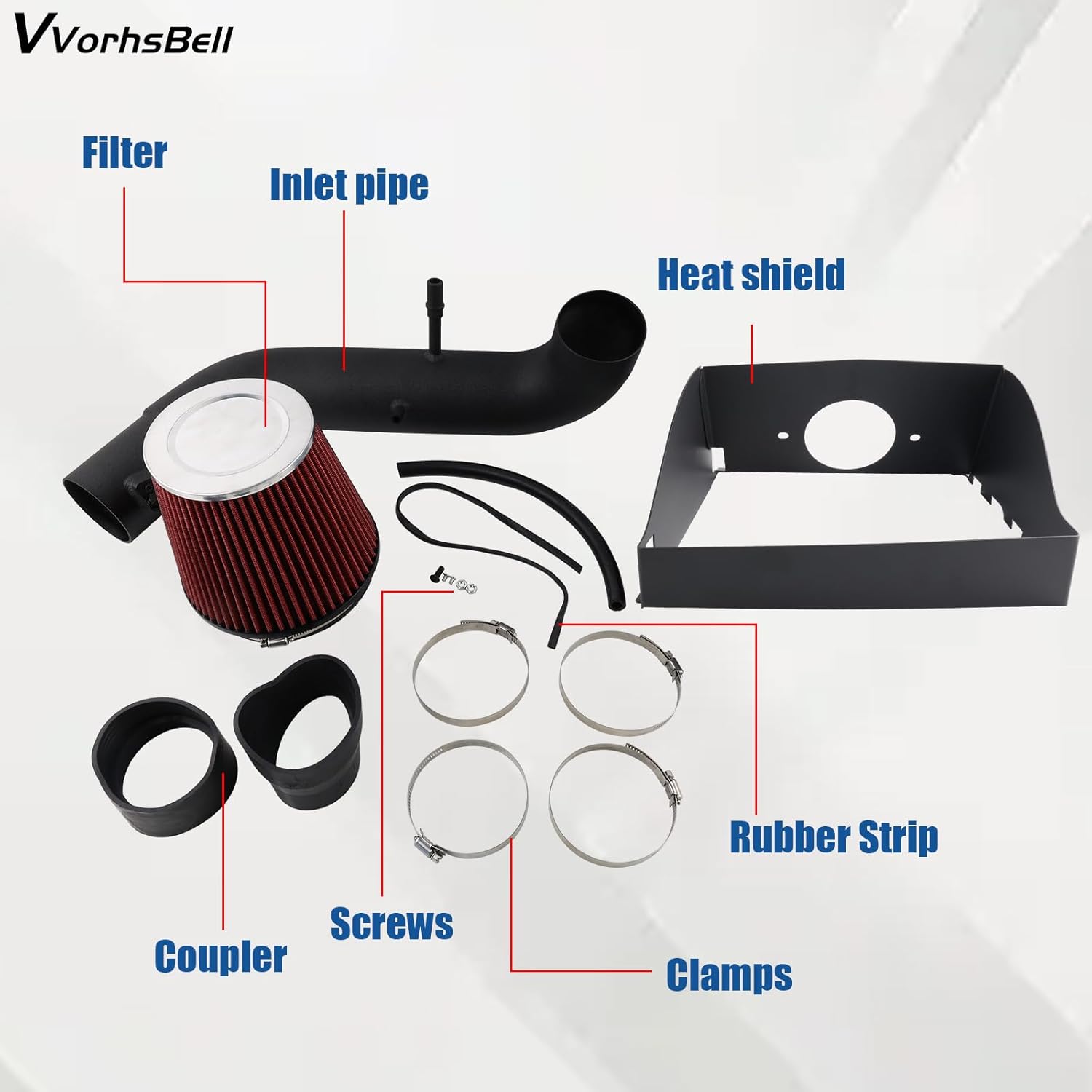 cold air intake kit compatible with 2015-2020 ford f150 5.0l v8 aluminum intake system with heat shield replacement oem -10555 2015-2020 cold air intake f150 5.0lv8