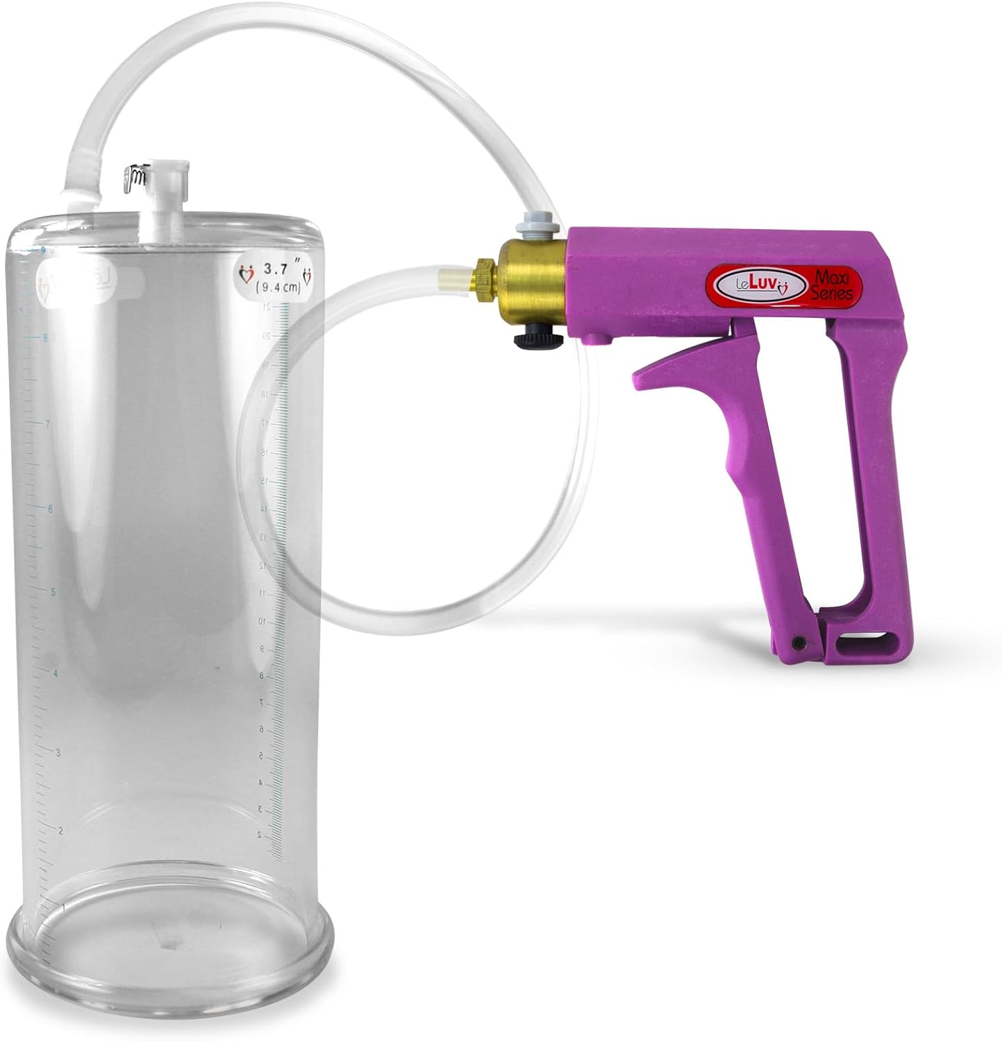 LeLuv Maxi Purple Handle Penis Pump 12" Length x 3.70" Diameter Round-Flange Cylinder