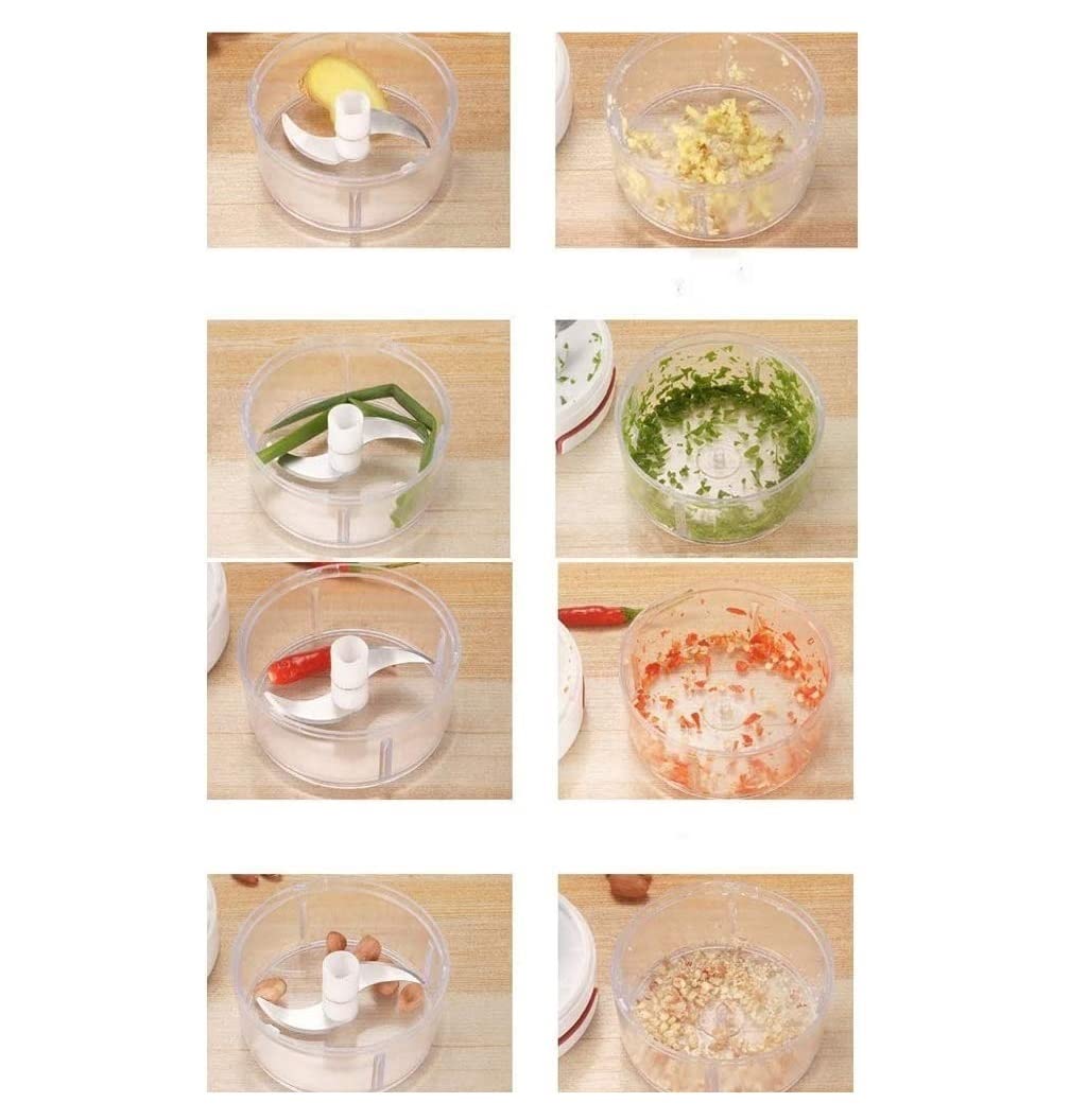 Knoblauch Helfer Manueller Knoblauchzerkleinerer, Tragbarer Fleischwolf Mit Handzug, Für Gemüse, Nüsse, Chili Küchen Kochen(B)