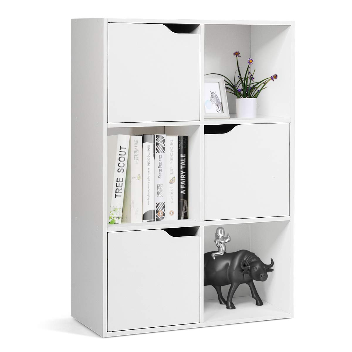 Meuble De Rangement Mondeer - Bibliothèque 6 Casiers Blanc - 60x30x90 Cm