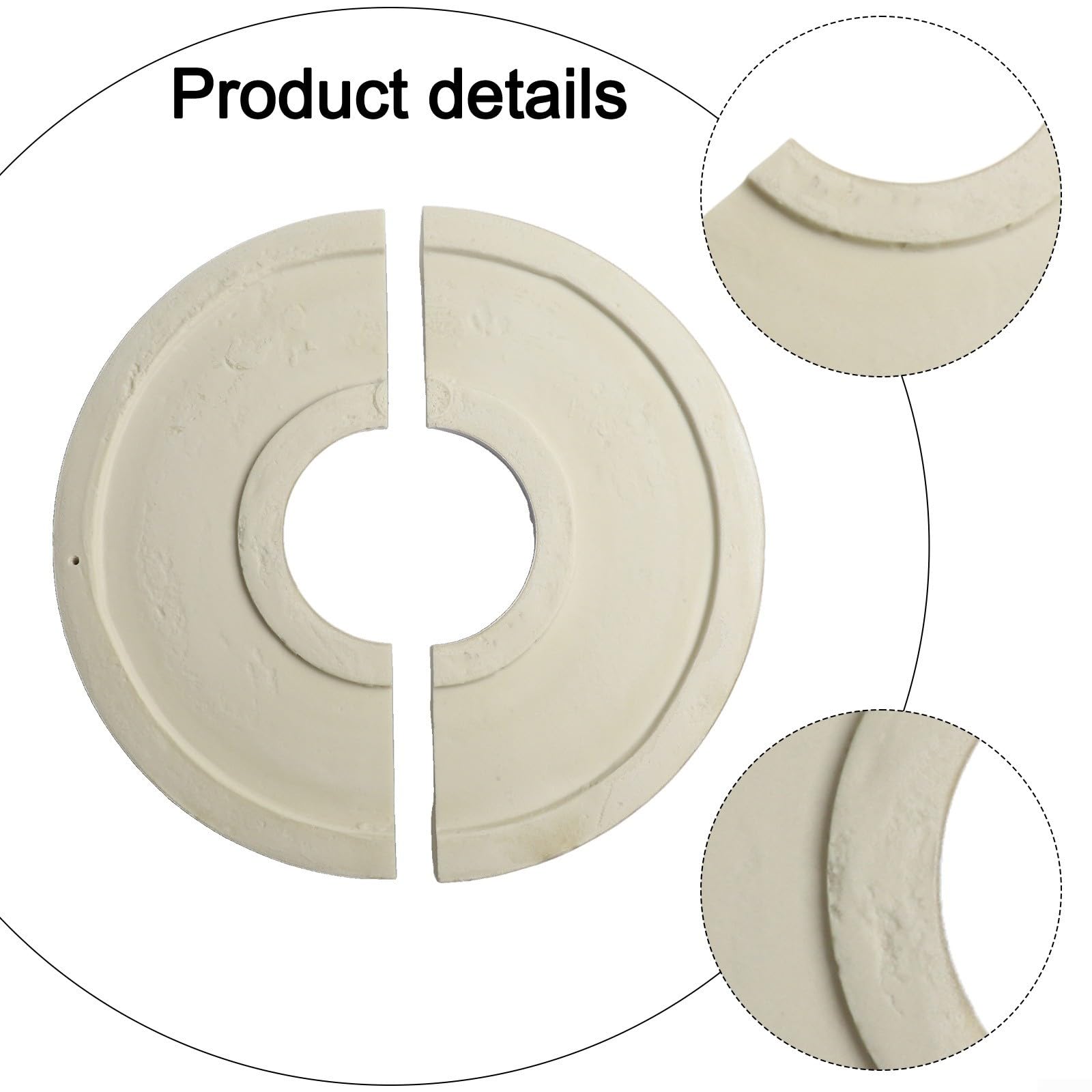 Medallón de techo dividido redondo blanco de 315 mm, placa decorativa de poliuretano para lámparas y ventiladores de techo, fácil de instalar, sin taladrar, oculta las imperfecciones del techo