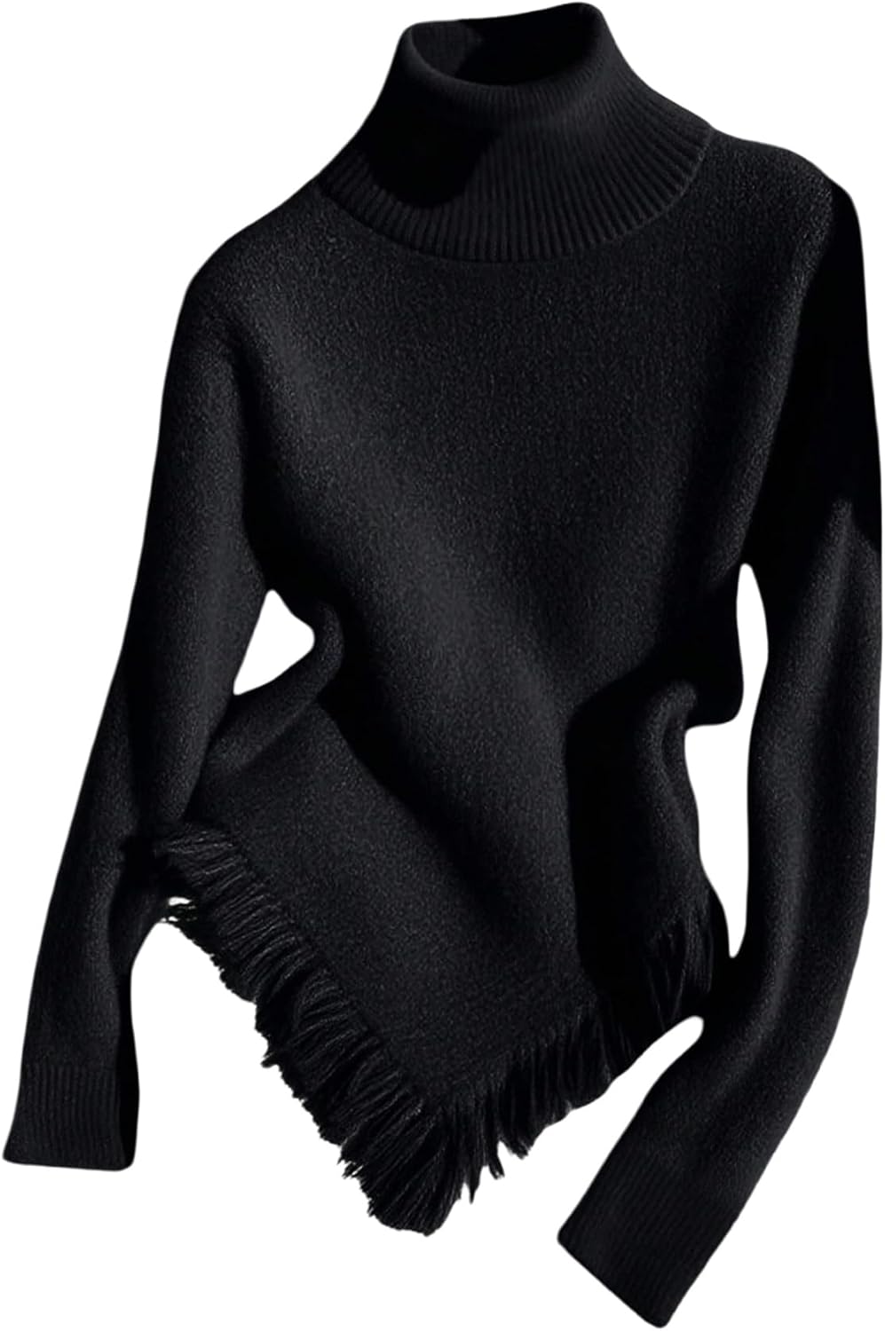 Verdusa Women's Old Money Fringe Cozy Sweaters Asymmetrical Elegant Knit Pullover Tops Fall Outfits