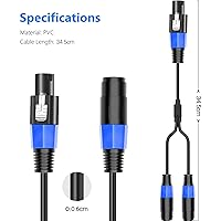 Vista 2 de LanSenSu Cable divisor Speakon, 1 macho a 2 hembras XLR Y Splitter Speakon Cable Splitter Speakon 1 macho a 2 hembras (paquete de 1)