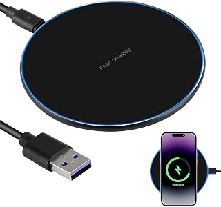 Cargador Inalámbrico de 35W Estación de Carga Inalámbrica Qi Compatible con iPhone 15 14 13 12 Samsung Galaxy S25 S24 S23 S22 S21, Wireless Carga Rápida + Cable Tipo-C 1M