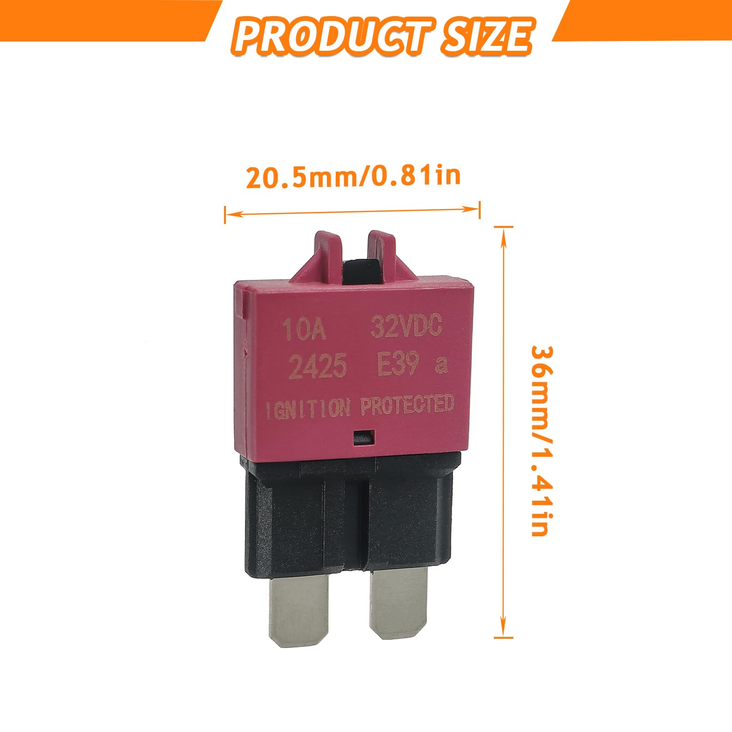 12V-32V Disjoncteur de Fusible à Réinitialisation Manuelle | E39 Disjoncteur ATC à Profil Bas, 5A 10A 15A 20A 25A 30A (mixte 6pack)