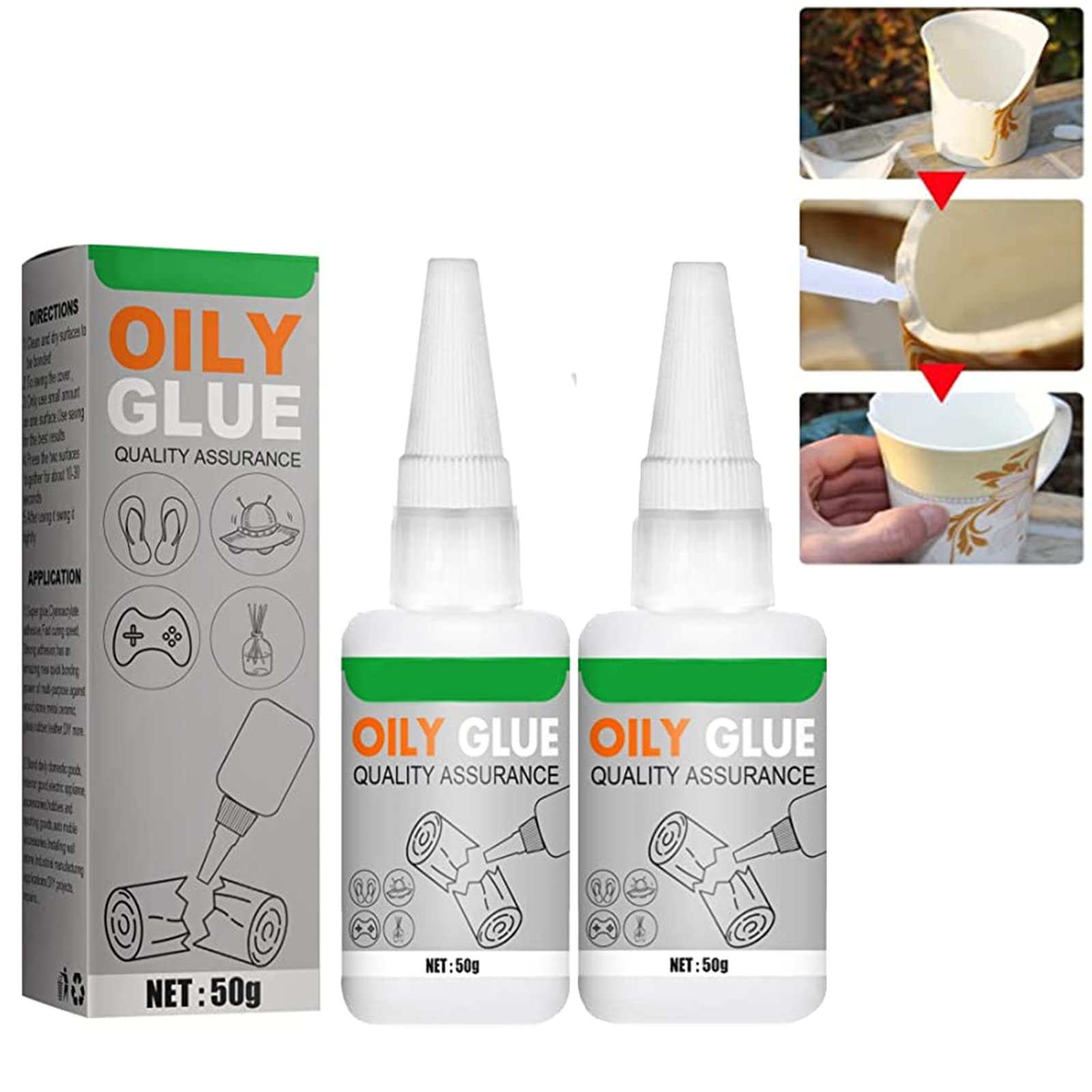 Universal Super Glue,Welding High-Strength Oily Glue,Mighty Instant Glue,for Wood, Ceramic, Metal, Glass, Jewelry Repair (2 Pcs)
