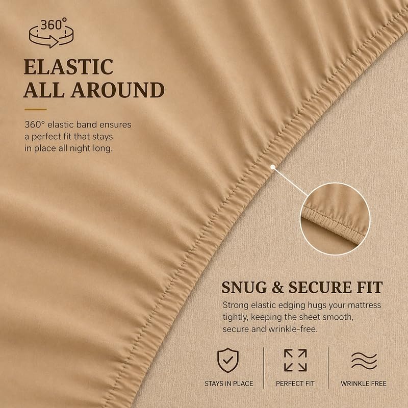 Image of Premium Waterproof Mattress Protector Cover Single Bed | Breathable Terry Cotton Bed Protector, Single Bed (72 X 36, 6 X 3 Feet - 2 to 10 inch - Beige)