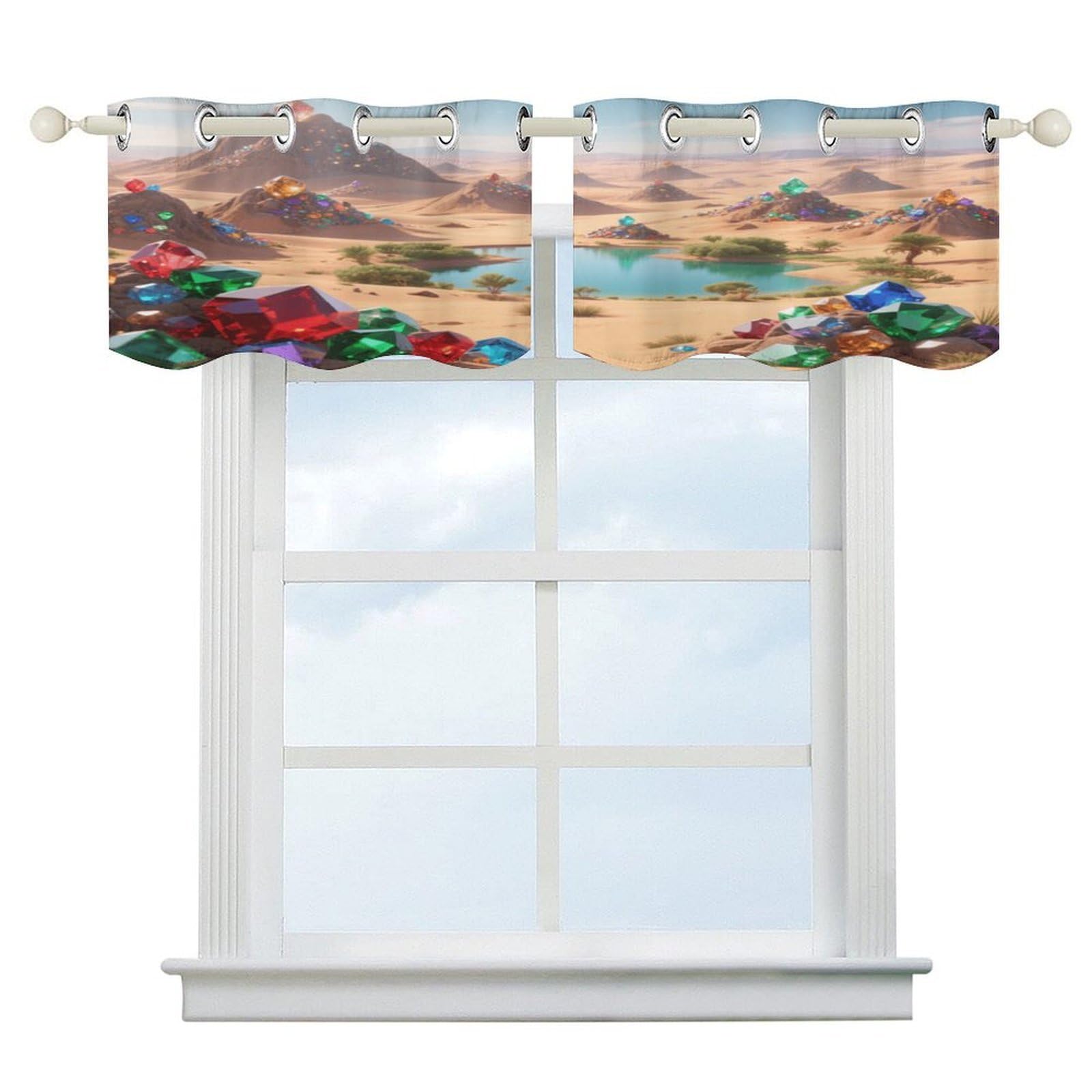 Fekiloot Style Jewel Fantasy Desert Short Curtains Valance Curtain