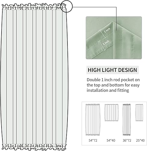 Miniatura 460 de DWCN Cortinas para puerta francesa: cortina térmica con bolsillo para barra para puertas con ventana de cristal, puertas de cocina y patio