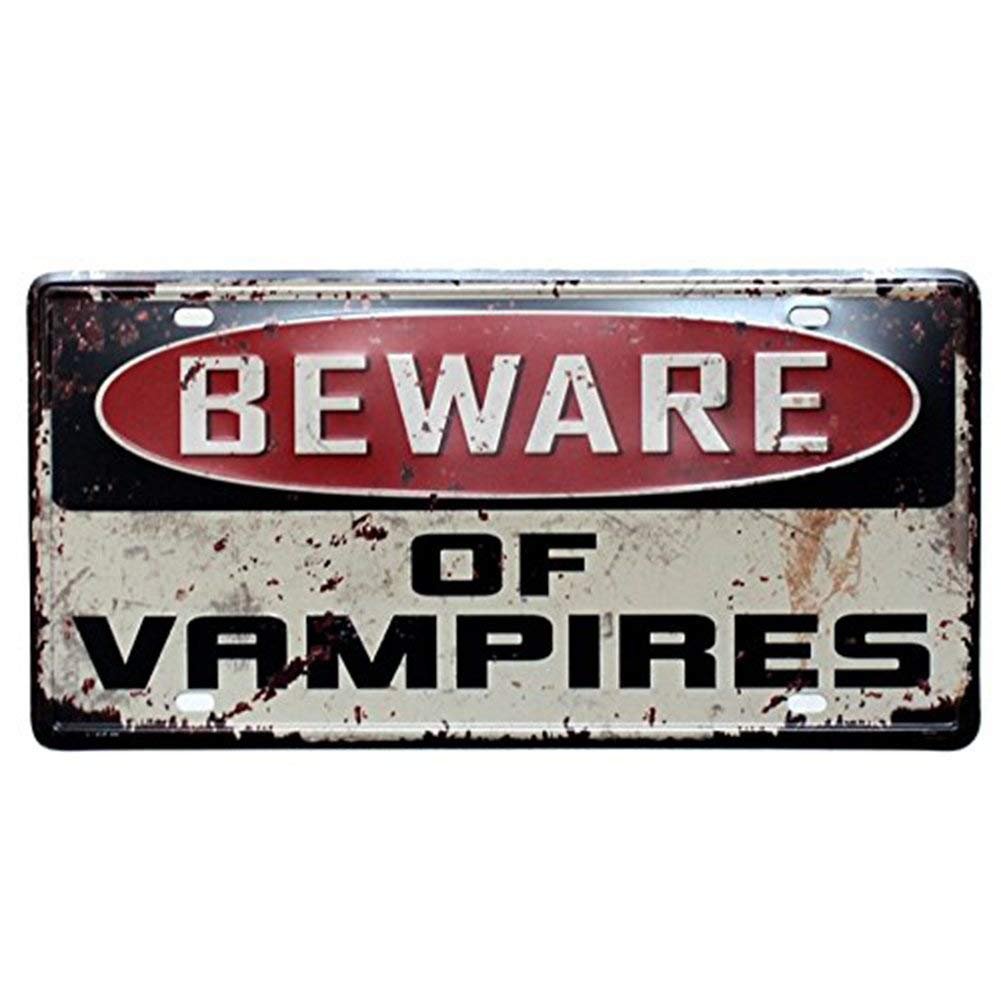 Shinewe Multicolor Beware Of Vampires Vintage Metal Sign Crafts License Plate Home Decoration Accessories 15X30cm