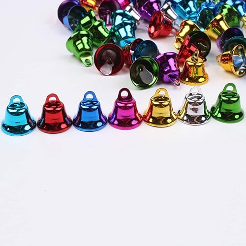 Miniatura 3 de Queenbox - 50 cascabeles de Navidad de 0.79 pulgadas, campanas de viento colgantes de metal para manualidades, árbol de Navidad, decoración