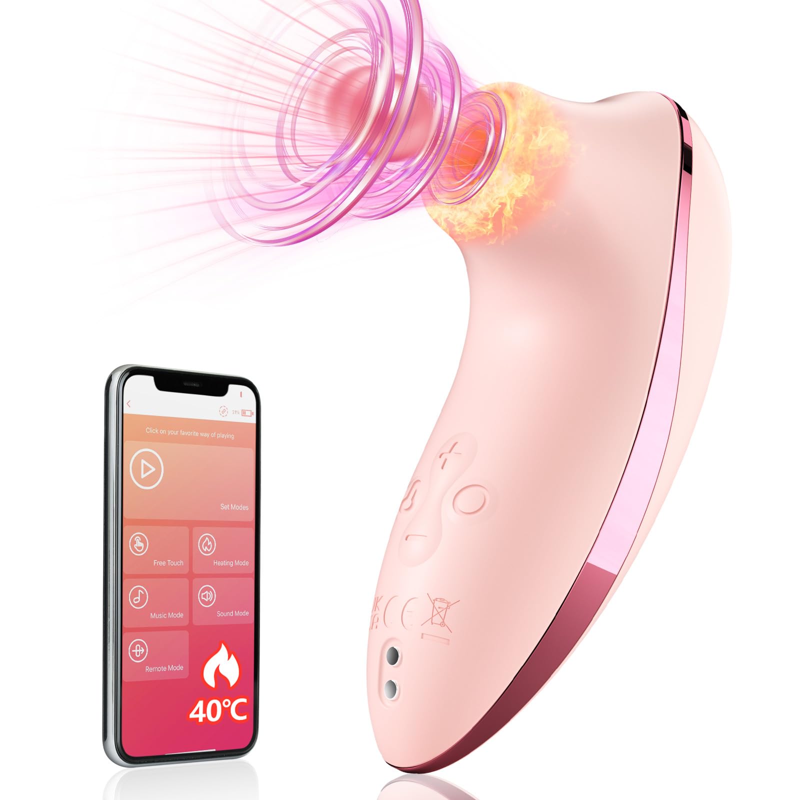 Vibrador de succión, juguetes sexuales para adultos, vibración de pulso de calor, succionador puro, aplicación remota, vibrador de clítoris con 5 * 5 de succión, estimulador de pezón y clítoris, juguetes sexuales impermeables de color rosa para mujeres, parejas femeninas, placer