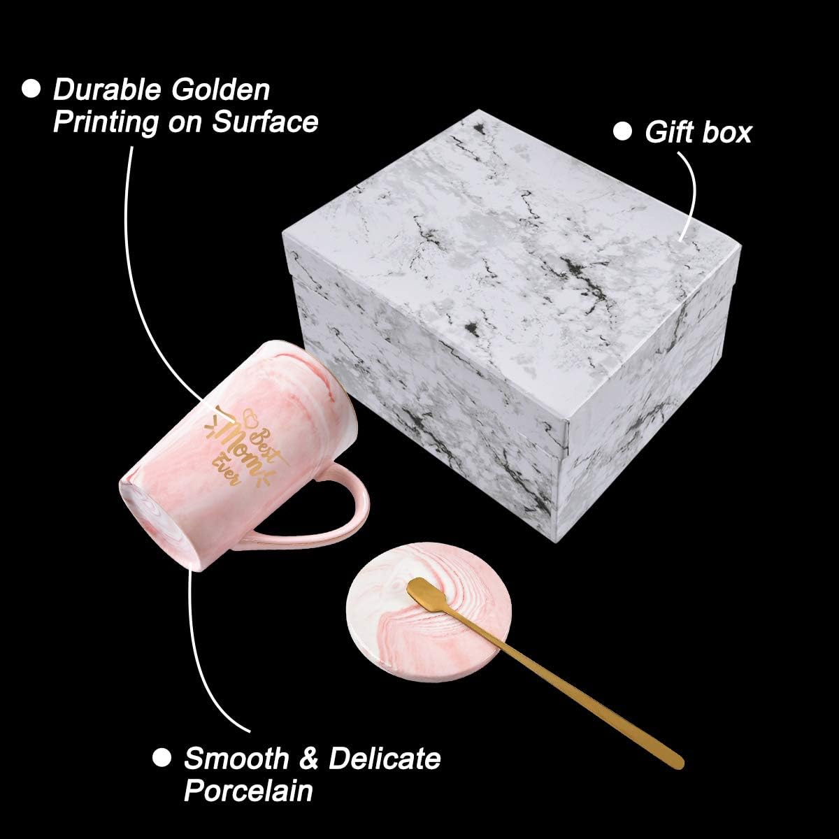 Black Friday - 60% OFF Best Mom Ever Mug Best Mom Gifts from Daughter Son Gifts for Mom Coffee Mug Mother's Day Birthday Gifts 14 Oz with Gift Box and Spoon Coaster Pink Marble Mom Mug Super Big Clearance! Best Mom Ever Mug Best Mom Gifts from Daughter Son Gifts for Mom Coffee Mug Mother's Day Birthday Gifts 14 Oz with Gift Box and Spoon Coaster Pink Marble Mom Mug