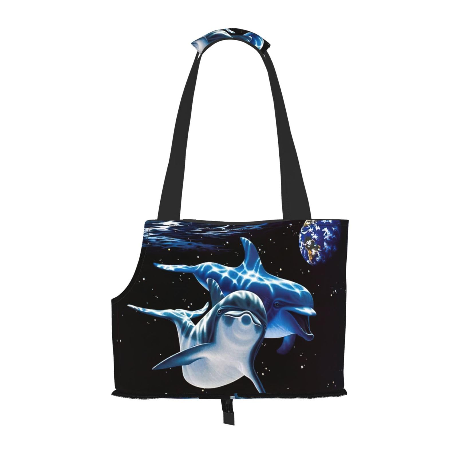 Sac de transport pour petits chiens chats lapins motif dauphin souple noir