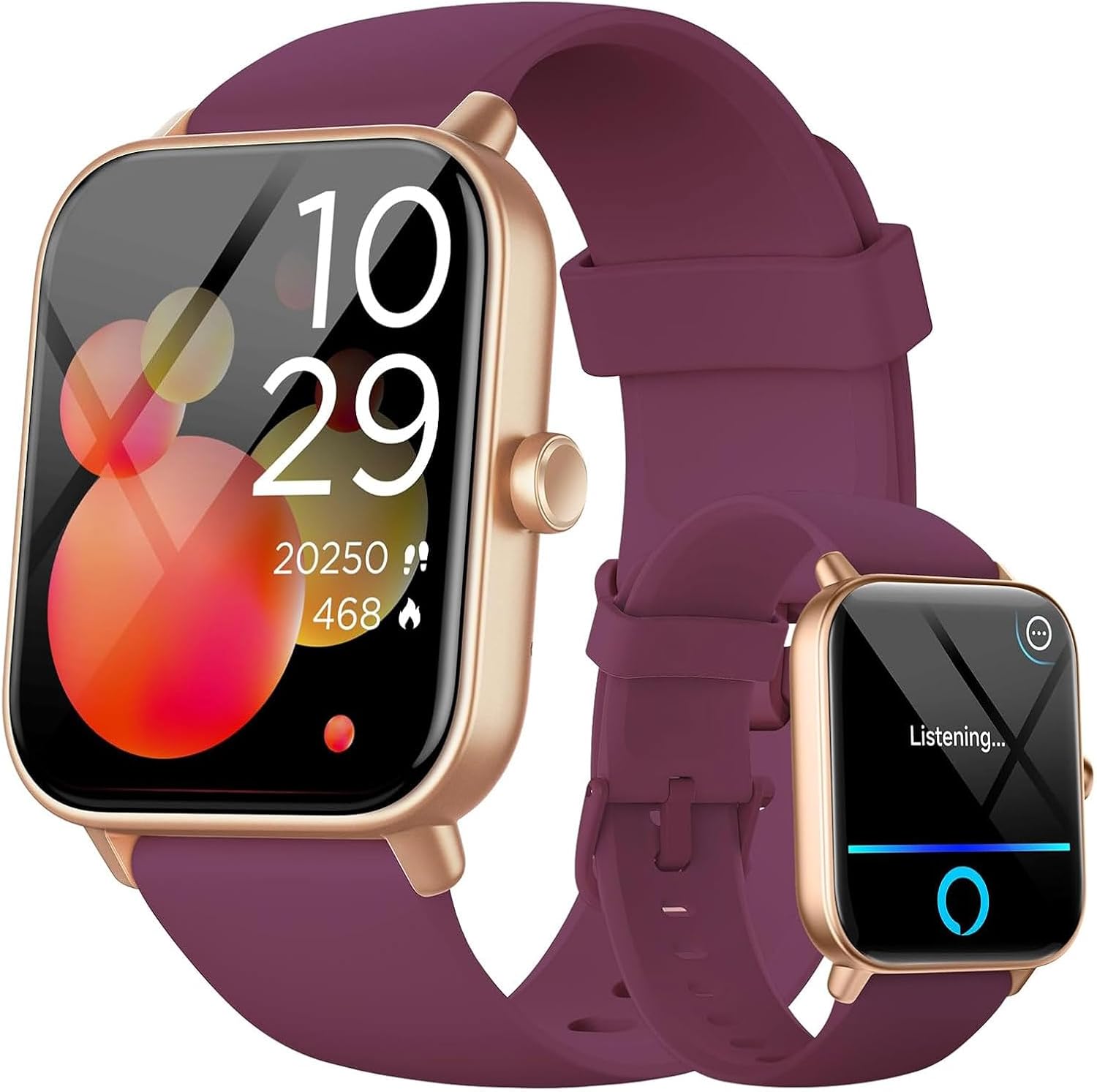 Smartwatch voor Dames Beantwoorden/bellen, AI-assistent, 1,8''HD smartwatch met 24/7 hartslag SpO2-slaapmonitor, 120 sportfitnesshorloge, IP68 waterdichte activiteitstracker voor Android iOS