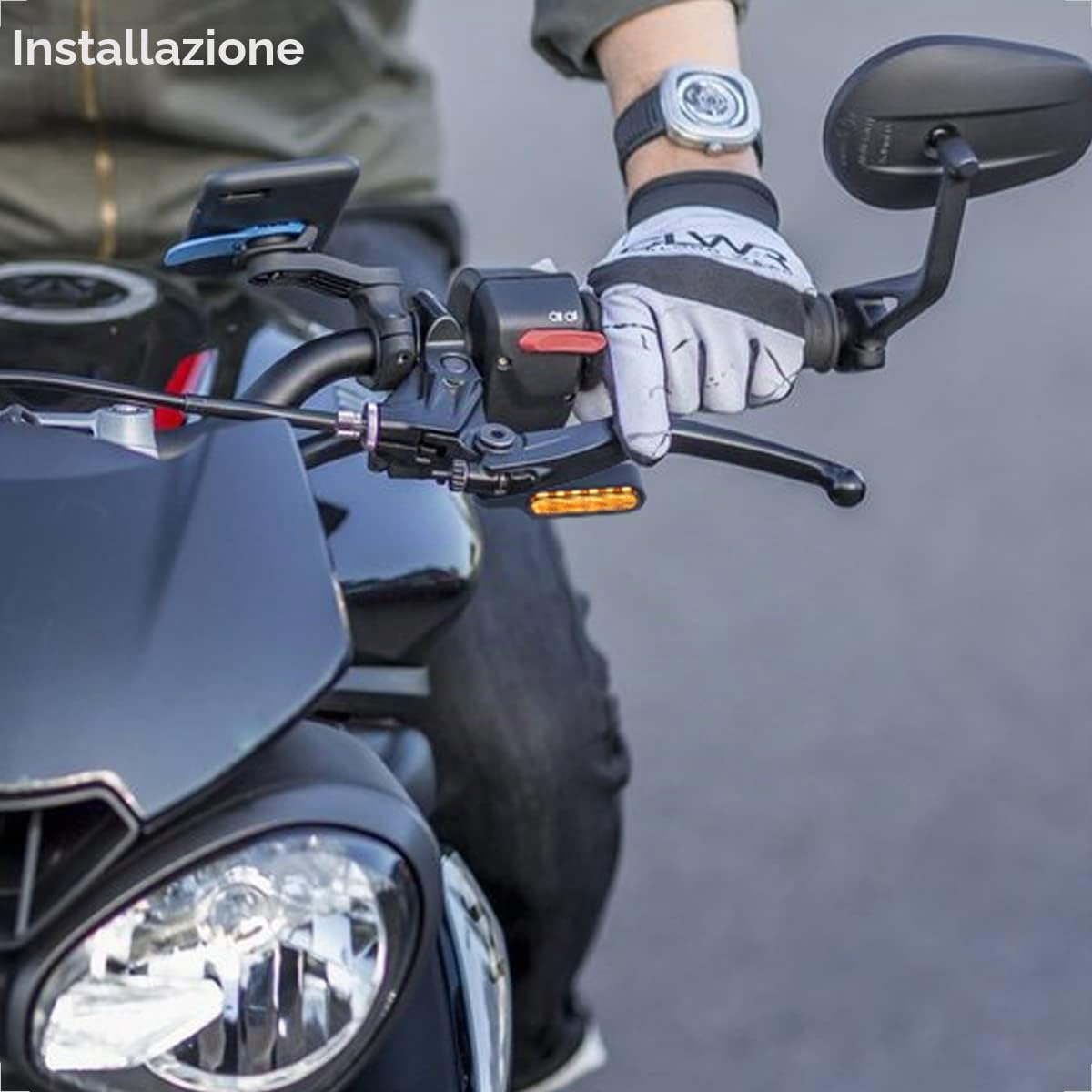 evermotor Frecce LED Moto Omologate 6-LED,12V 2 Pezzi E24, M8 bullone Mini Frecce led Moto Lega di Alluminio Investimento Casting IP67 Impermeabile
