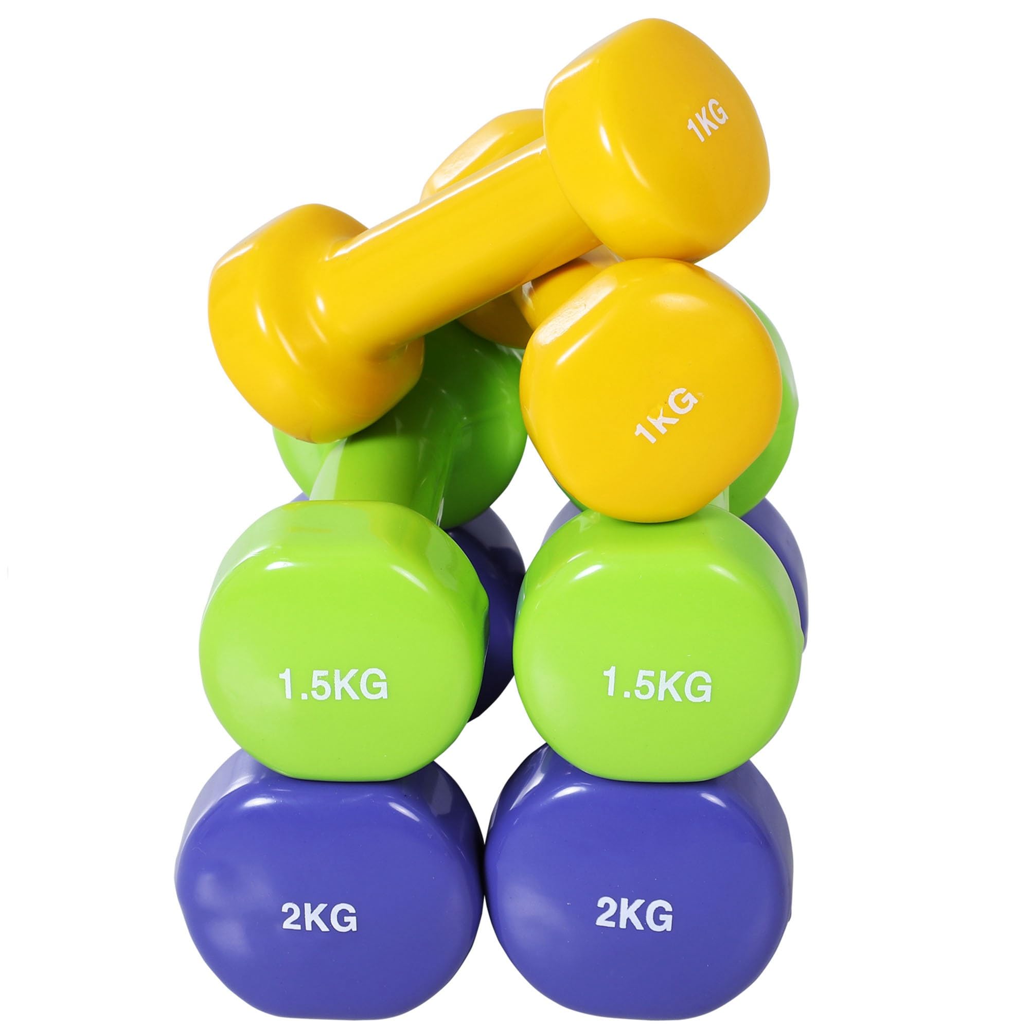HOMCOM Manubri Pesi, Set Manubri Palestra da 10kg con Valigetta 4 Paia di Manubri (2x0.5kg, 2x1kg, 2x1.5kg, 2x2kg)