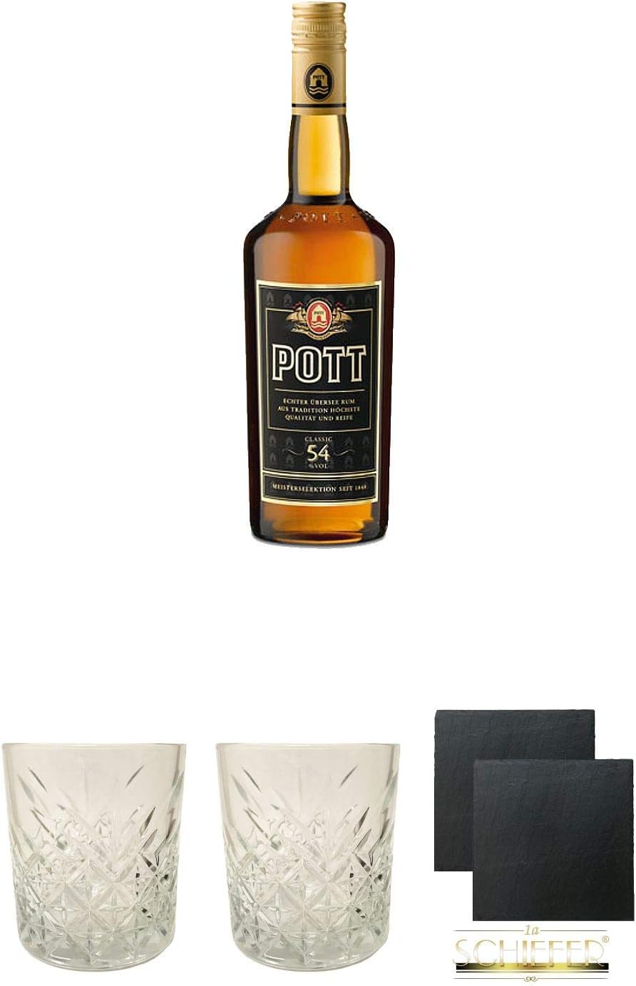 Pott Rum 54% 0,7 Liter Rum Glas 1 Stück Rum Glas 1 Stück Schiefer ...