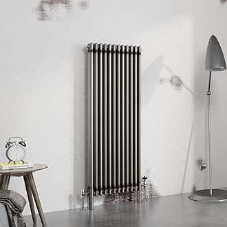 Warmehaus 1500x562mm Raw Metal Vertical 3 Column Radiator Traditional Cast Iron Style Bathroom Radiator Central Heating