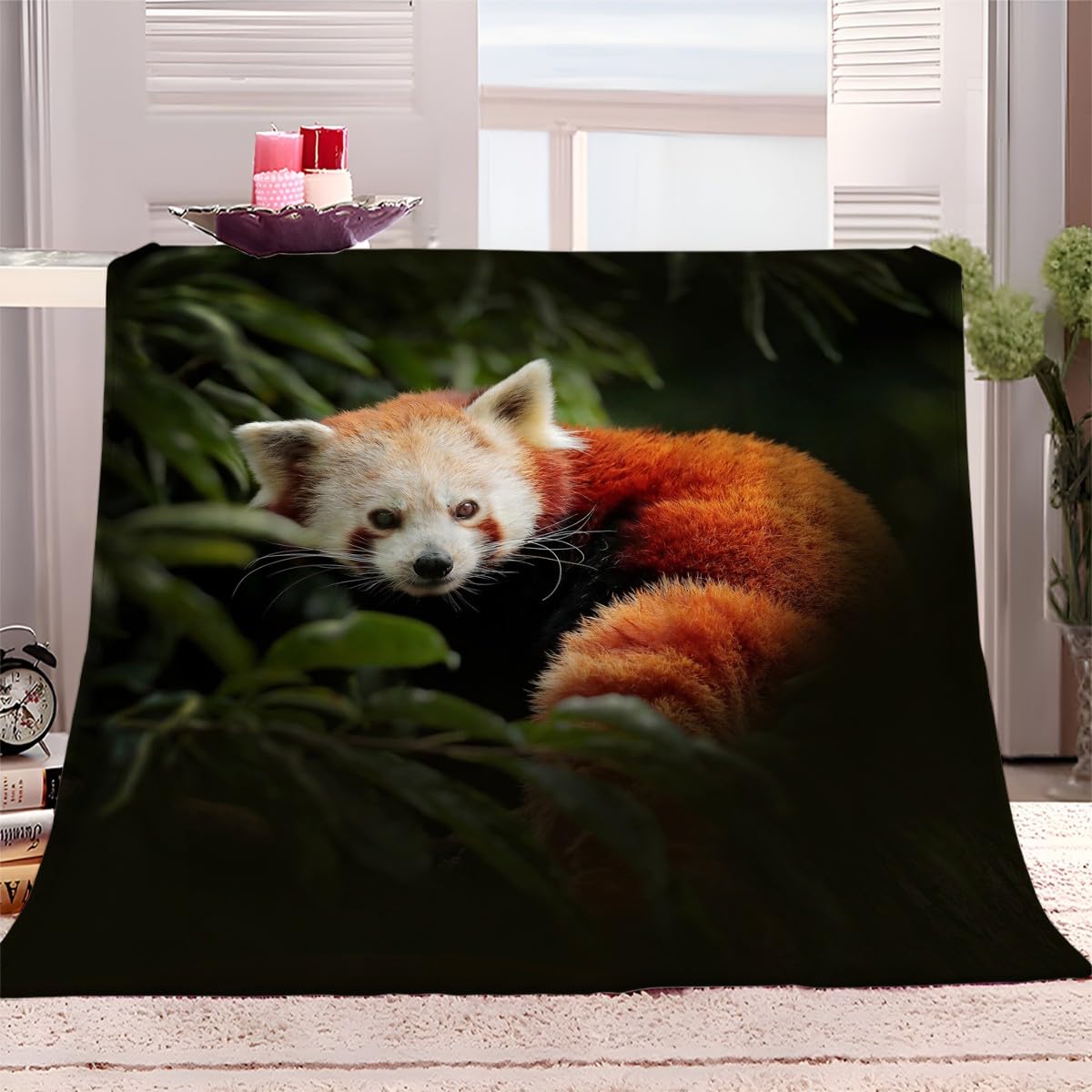 Plaid Couverture Polaire Panda Roux Animal 180x200 cm Couverture Polaire en Microfibre Douce, Couverture en Peluche Chaude et Confortable pour Canapé ou Lit