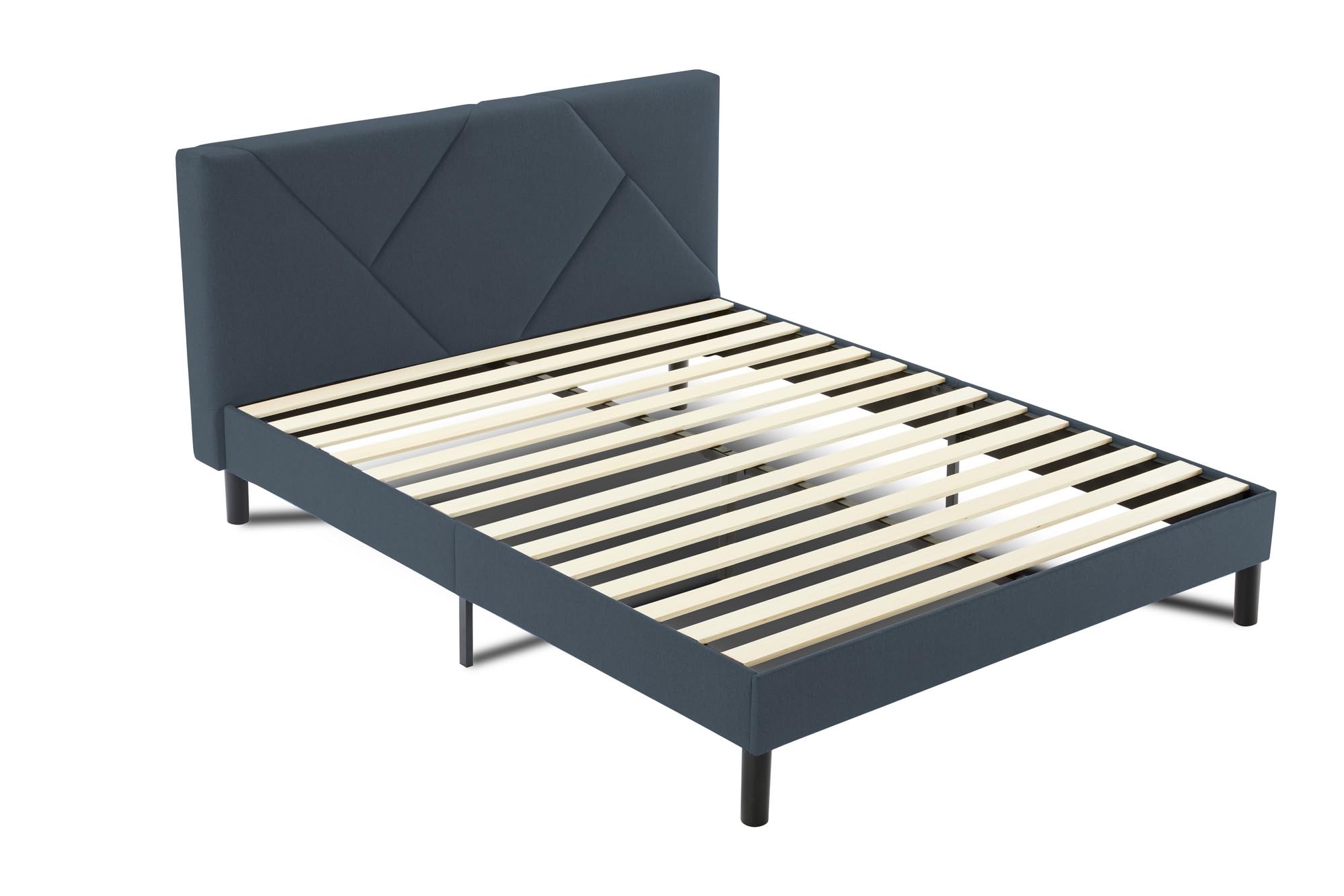 Dmora - Letto alla francese Calitri, Sommier per camera da letto, Giroletto per stanza, Struttura porta materasso, Adatto a materasso Cm 140x190, Blu