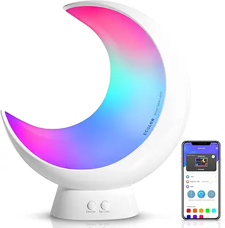 ECOLOR Smart Table Lamp, RGB APP Control Moon...