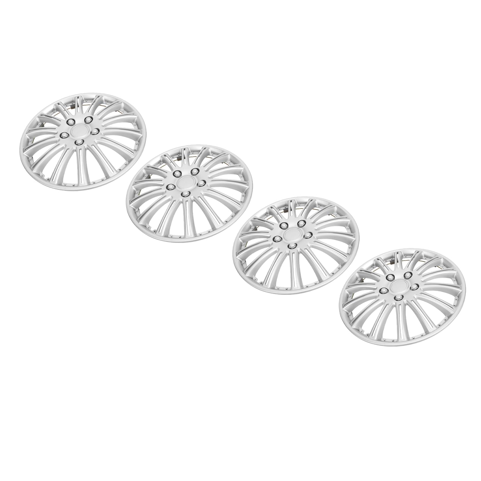Set di Coprimozzi Universali Argento da 14 Pollici, Resistenti Copricerchi in ABS per Auto SUV, 4 Pezzi Facile Installazione