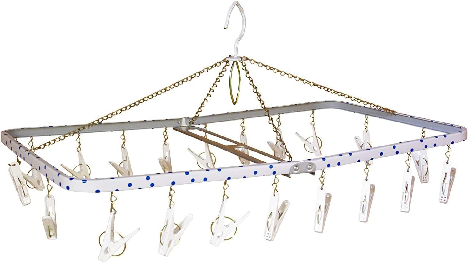 Nishida 210517 Pro Sleeve Laundry Hanger, Steel Corner Hanger, Blue Polka Dots, 20 Pinches, White, Medium, Made in Japan, Durable, Durable, Easy to Use, Anti-Slip, Convenient, Compact, Stylish, Cute,