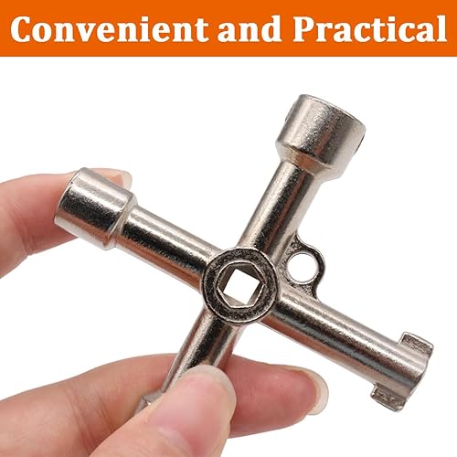 Miniatura 6 de Llave de agua multifuncional de 4 y 6 vías, 2 piezas, llave de agua de acero plateado, kit de llaves de utilidad para grifo, espitas y válvula O-089